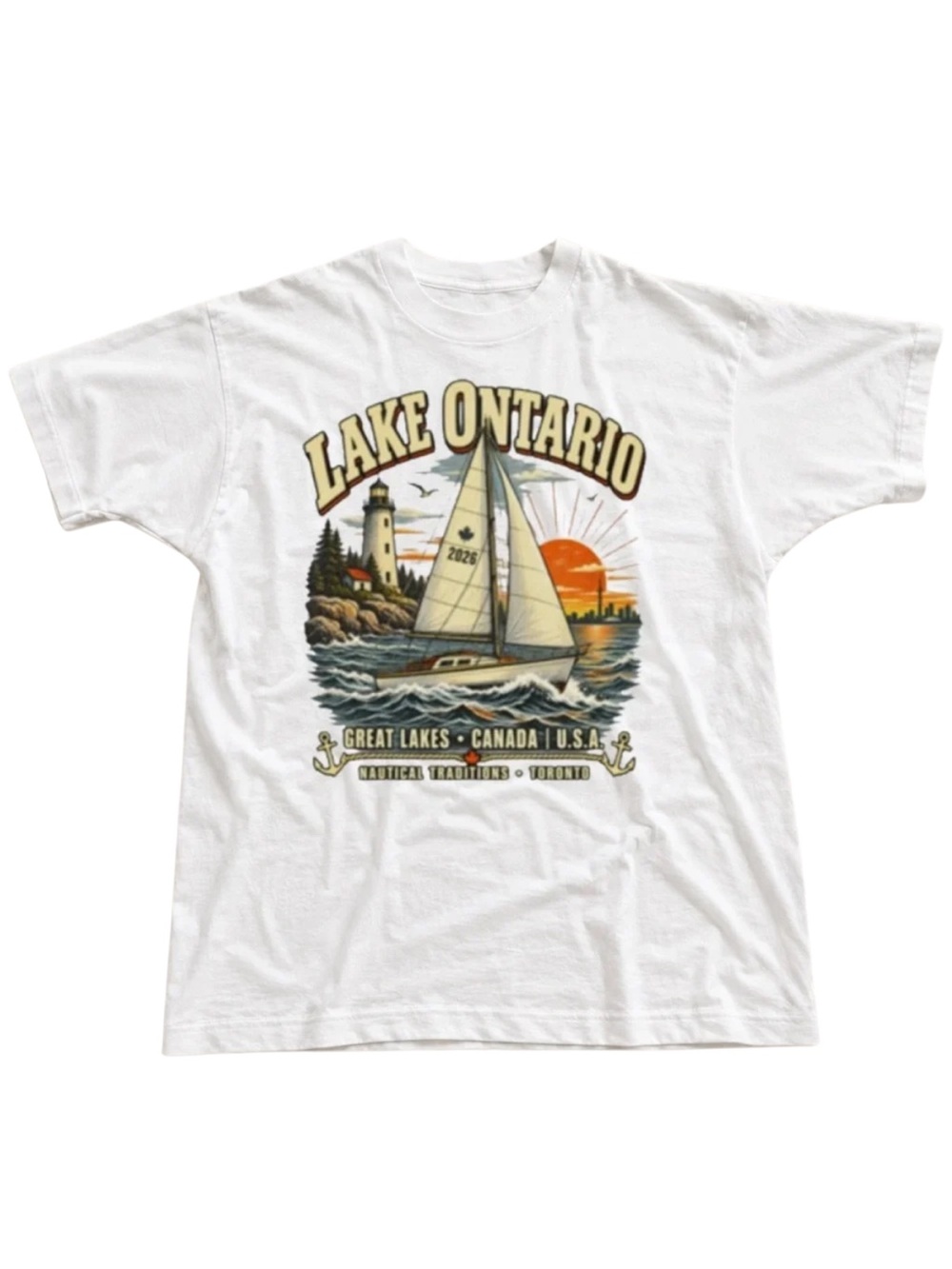 Gildan Lake Ontario Graphic White Short Sleeve Tee